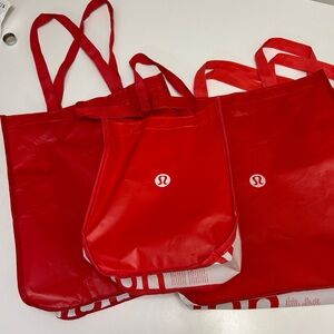 lululemon athletica Vibrant Red white Tote Trio BUNDLE tote bags